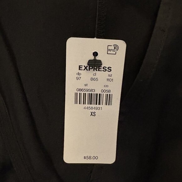 Express Women's Satin Draped Top Size XS Black Long Sleeves Faux Wrap NWT $58 - Picture 8 of 16